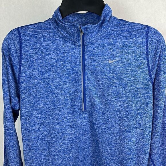 Nike Running 1/2 Zip Pullover Womens Fitted Sz Small Blue Thumb Holes Half Zip - Picture 2 of 10